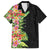 Hawaii Tropical Flowers Tribal Pattern Family Matching Off Shoulder Maxi Dress and Hawaiian Shirt No1 LT9 Dad's Shirt - Short Sleeve Black - Polynesian Pride