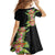 Hawaii Tropical Flowers Tribal Pattern Family Matching Off Shoulder Short Dress and Hawaiian Shirt No1 LT9 - Polynesian Pride