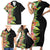 Hawaii Tropical Flowers Tribal Pattern Family Matching Short Sleeve Bodycon Dress and Hawaiian Shirt No1 LT9 - Polynesian Pride