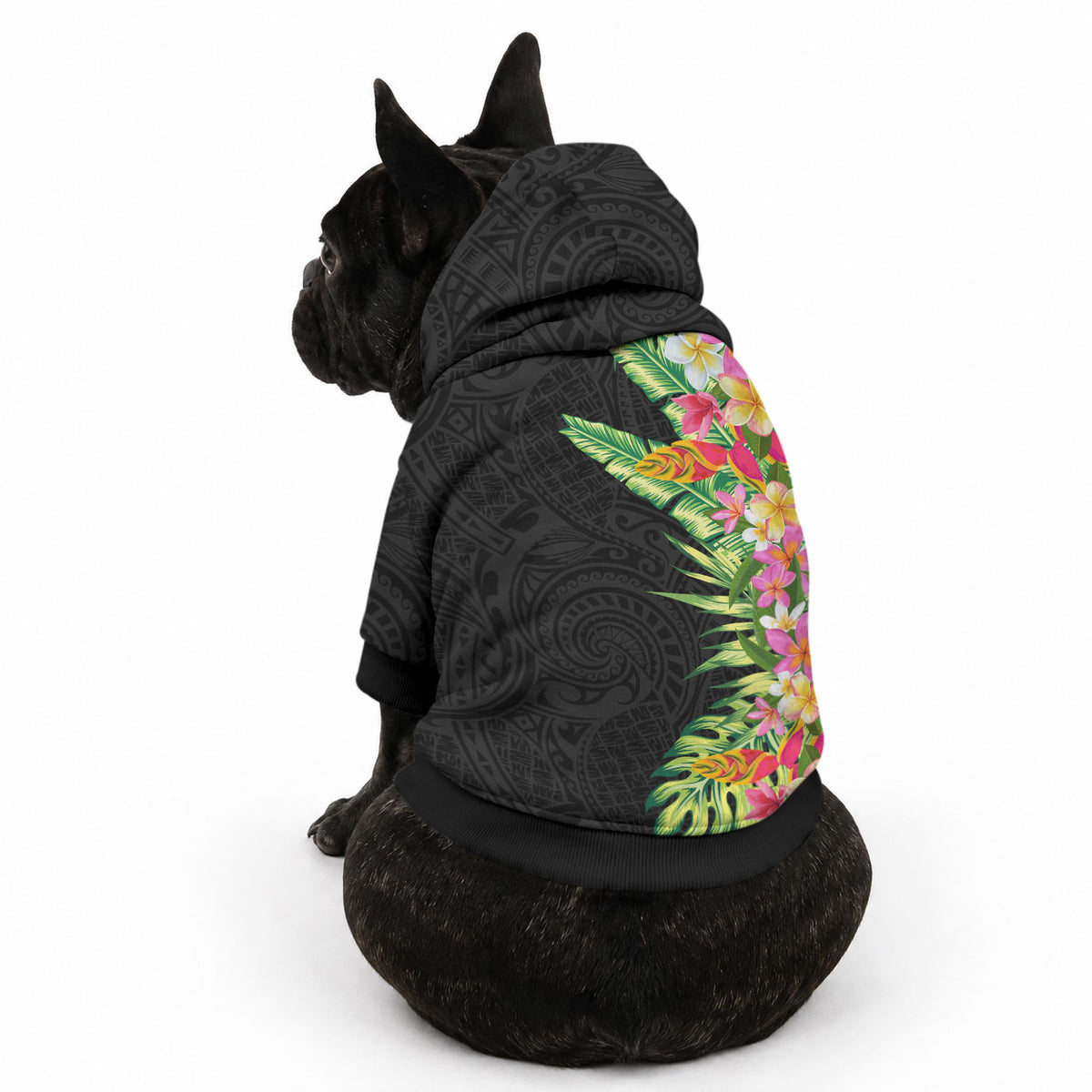 Hawaii Tropical Flowers Tribal Pattern Pet Hoodie No1 LT9 - Polynesian Pride
