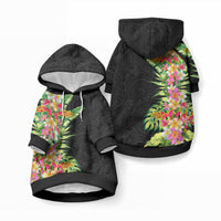 Hawaii Tropical Flowers Tribal Pattern Pet Hoodie No1 LT9 Pullover Black - Polynesian Pride