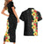 Hawaii Tropical Flowers Tribal Pattern Couples Matching Short Sleeve Bodycon Dress and Hawaiian Shirt No2 LT9 - Polynesian Pride