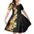 Hawaii Tropical Flowers Tribal Pattern Family Matching Off Shoulder Short Dress and Hawaiian Shirt No2 LT9 Daughter's Dress Black - Polynesian Pride