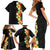 Hawaii Tropical Flowers Tribal Pattern Family Matching Short Sleeve Bodycon Dress and Hawaiian Shirt No2 LT9 - Polynesian Pride