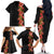 Hawaii Tropical Flowers Tribal Pattern Family Matching Off Shoulder Long Sleeve Dress and Hawaiian Shirt No4 LT9 - Polynesian Pride