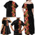 Hawaii Tropical Flowers Tribal Pattern Family Matching Off Shoulder Maxi Dress and Hawaiian Shirt No4 LT9 - Polynesian Pride