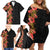 Hawaii Tropical Flowers Tribal Pattern Family Matching Off Shoulder Short Dress and Hawaiian Shirt No4 LT9 - Polynesian Pride