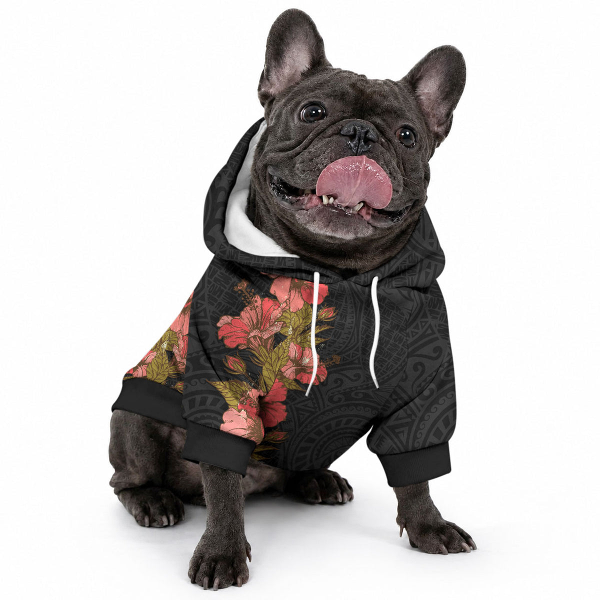 Hawaii Tropical Flowers Tribal Pattern Pet Hoodie No4 LT9 - Polynesian Pride