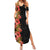 Hawaii Tropical Flowers Tribal Pattern Summer Maxi Dress No4 LT9 Women Black - Polynesian Pride