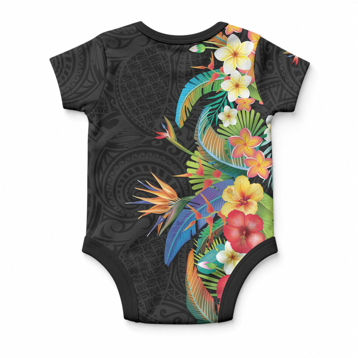Hawaii Tropical Flowers Tribal Pattern Baby Onesie No5 LT9 - Polynesian Pride