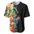 Hawaii Tropical Flowers Tribal Pattern Baseball Jersey No5 LT9 Black - Polynesian Pride