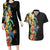 Hawaii Tropical Flowers Tribal Pattern Couples Matching Long Sleeve Bodycon Dress and Hawaiian Shirt No5 LT9 Black - Polynesian Pride