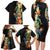 Hawaii Tropical Flowers Tribal Pattern Family Matching Long Sleeve Bodycon Dress and Hawaiian Shirt No5 LT9 - Polynesian Pride