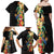 Hawaii Tropical Flowers Tribal Pattern Family Matching Off Shoulder Maxi Dress and Hawaiian Shirt No5 LT9 - Polynesian Pride