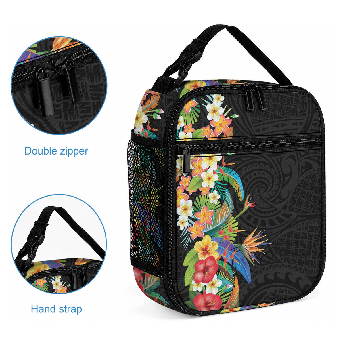 Hawaii Tropical Flowers Tribal Pattern Lunch Bag No5 LT9 - Polynesian Pride