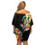 Hawaii Tropical Flowers Tribal Pattern Off Shoulder Short Dress No5 LT9 - Polynesian Pride