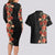 Hawaii Tropical Flowers Tribal Pattern Couples Matching Long Sleeve Bodycon Dress and Hawaiian Shirt No6 LT9 - Polynesian Pride