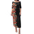 Hawaii Tropical Flowers Tribal Pattern Puletasi No6 LT9 Long Dress Black - Polynesian Pride