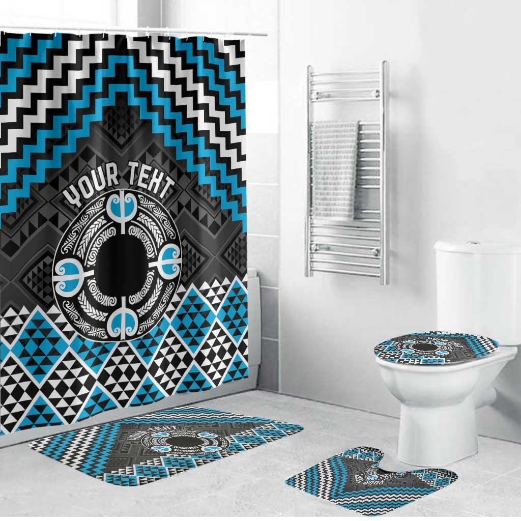 Personalised Aotearoa Niho Taniwha Motif Bathroom Set Blue Style LT9 Bathroom Set (4 pcs) Blue - Polynesian Pride
