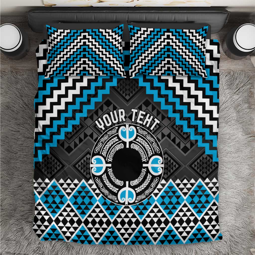 Personalised Aotearoa Niho Taniwha Motif Bedding Set Blue Style LT9 Blue - Polynesian Pride