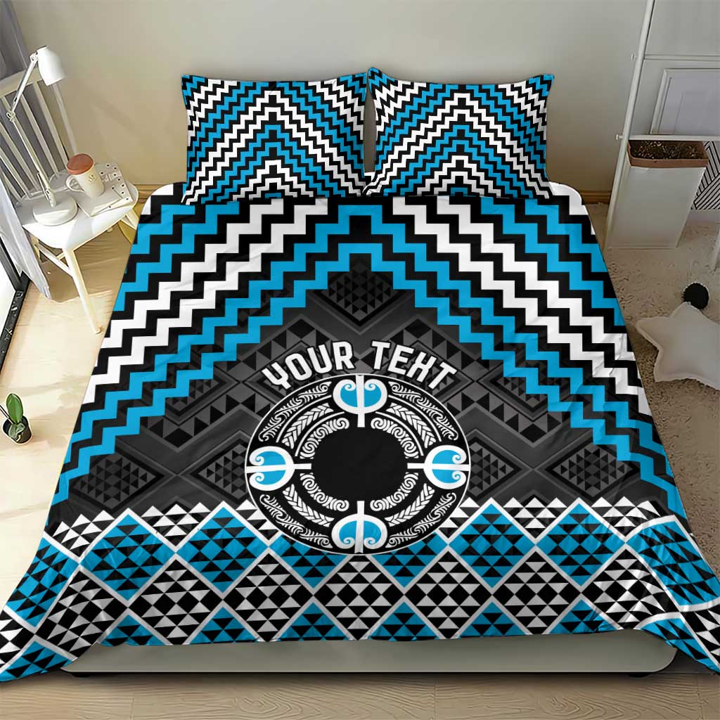 Personalised Aotearoa Niho Taniwha Motif Bedding Set Blue Style LT9 - Polynesian Pride