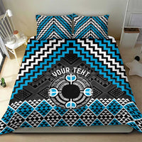 Personalised Aotearoa Niho Taniwha Motif Bedding Set Blue Style LT9 - Polynesian Pride
