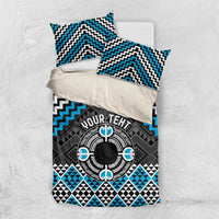 Personalised Aotearoa Niho Taniwha Motif Bedding Set Blue Style LT9 US Twin 172cm x 218cm Blue - Polynesian Pride