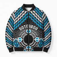 Personalised Aotearoa Niho Taniwha Motif Bomber Puffer Jacket Blue Style LT9 Unisex Blue - Polynesian Pride