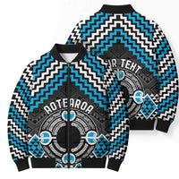 Personalised Aotearoa Niho Taniwha Motif Bomber Puffer Jacket Blue Style LT9 - Polynesian Pride