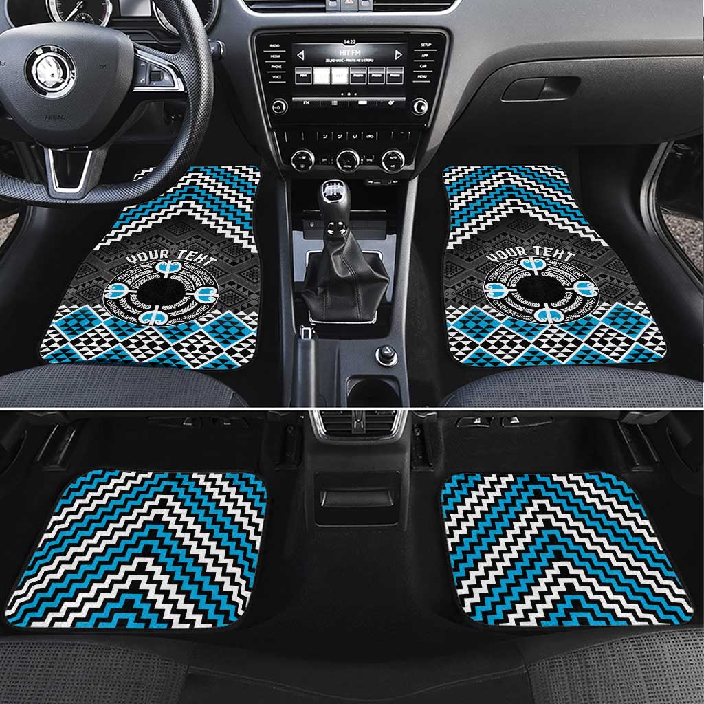 Personalised Aotearoa Niho Taniwha Motif Car Mats Blue Style LT9 Set 4pcs Blue - Polynesian Pride