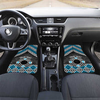 Personalised Aotearoa Niho Taniwha Motif Car Mats Blue Style LT9 Set 2pcs - Front Blue - Polynesian Pride