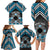 Personalised Aotearoa Niho Taniwha Motif Family Matching Long Sleeve Bodycon Dress and Hawaiian Shirt Blue Style