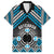 Personalised Aotearoa Niho Taniwha Motif Family Matching Long Sleeve Bodycon Dress and Hawaiian Shirt Blue Style