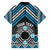 Personalised Aotearoa Niho Taniwha Motif Family Matching Long Sleeve Bodycon Dress and Hawaiian Shirt Blue Style