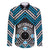 Personalised Aotearoa Niho Taniwha Motif Family Matching Long Sleeve Bodycon Dress and Hawaiian Shirt Blue Style