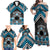 Personalised Aotearoa Niho Taniwha Motif Family Matching Off Shoulder Maxi Dress and Hawaiian Shirt Blue Style