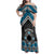 Personalised Aotearoa Niho Taniwha Motif Family Matching Off Shoulder Maxi Dress and Hawaiian Shirt Blue Style