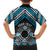 Personalised Aotearoa Niho Taniwha Motif Family Matching Off Shoulder Short Dress and Hawaiian Shirt Blue Style