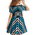 Personalised Aotearoa Niho Taniwha Motif Family Matching Off Shoulder Short Dress and Hawaiian Shirt Blue Style