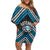 Personalised Aotearoa Niho Taniwha Motif Family Matching Off Shoulder Short Dress and Hawaiian Shirt Blue Style