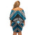 Personalised Aotearoa Niho Taniwha Motif Family Matching Off Shoulder Short Dress and Hawaiian Shirt Blue Style