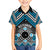 Personalised Aotearoa Niho Taniwha Motif Family Matching Off Shoulder Short Dress and Hawaiian Shirt Blue Style