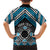 Personalised Aotearoa Niho Taniwha Motif Family Matching Short Sleeve Bodycon Dress and Hawaiian Shirt Blue Style