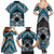 Personalised Aotearoa Niho Taniwha Motif Family Matching Summer Maxi Dress and Hawaiian Shirt Blue Style