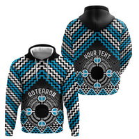 Personalised Aotearoa Niho Taniwha Motif Hoodie Blue Style LT9 - Polynesian Pride