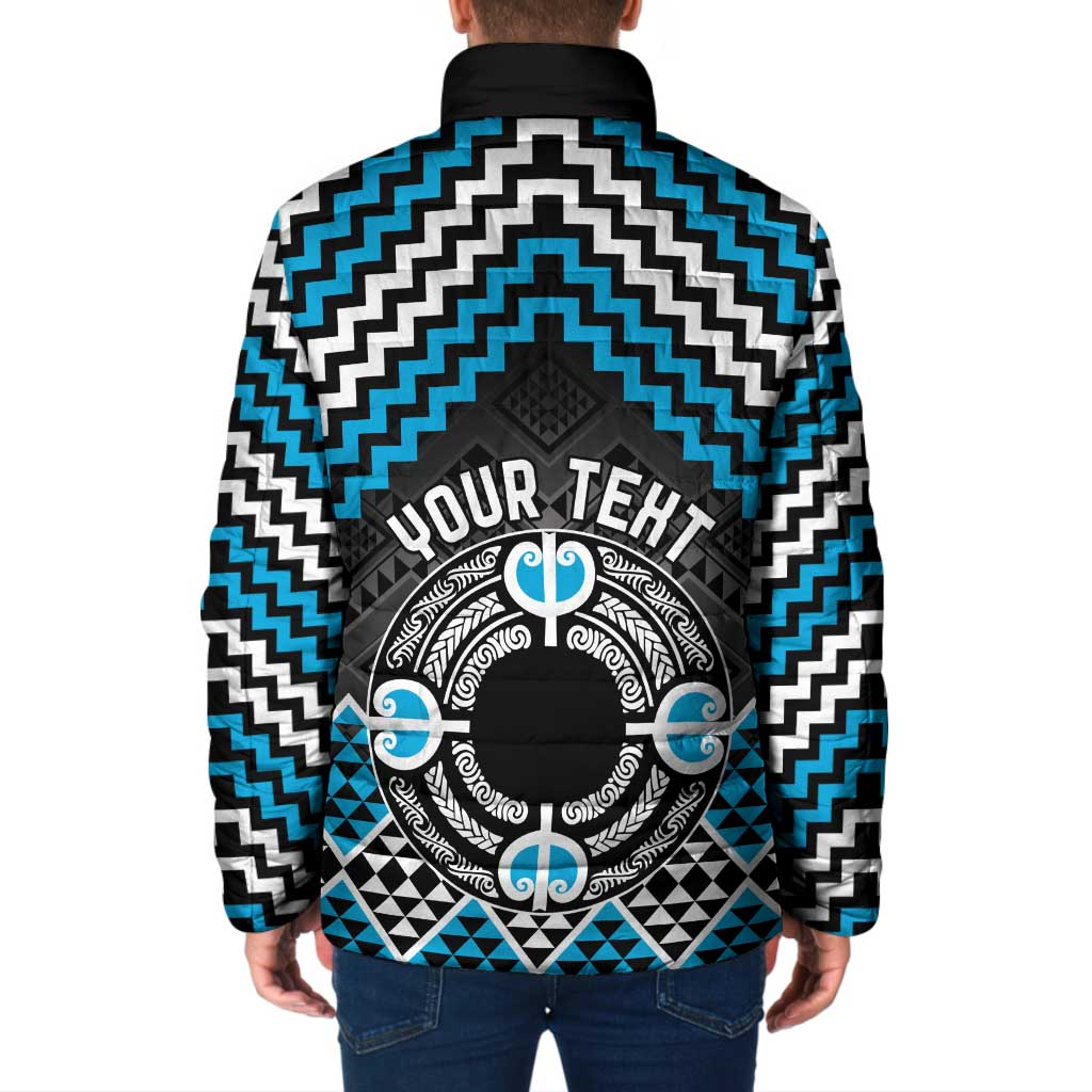 Personalised Aotearoa Niho Taniwha Motif Padded Jacket Blue Style LT9 - Polynesian Pride