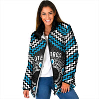 Personalised Aotearoa Niho Taniwha Motif Padded Jacket Blue Style LT9 Women Blue - Polynesian Pride