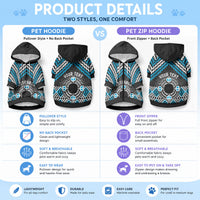 Personalised Aotearoa Niho Taniwha Motif Pet Hoodie Blue Style LT9 - Polynesian Pride