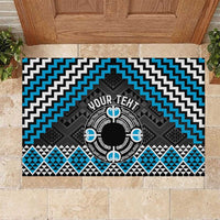 Personalised Aotearoa Niho Taniwha Motif Rubber Doormat Blue Style LT9 Blue - Polynesian Pride