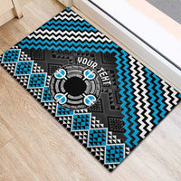 Personalised Aotearoa Niho Taniwha Motif Rubber Doormat Blue Style LT9 - Polynesian Pride